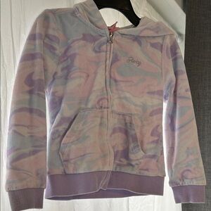 Juicy Couture Girls Pastel Marble Zip Hoodie in Lavender & Pink